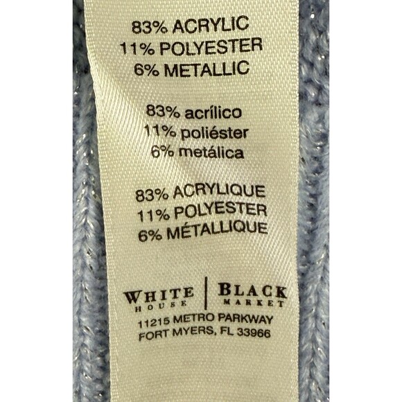 Women’s Light Blue Beaded Sweater Metallic Knit Shimmery Feminine Classic Sz Sm - Picture 6 of 9